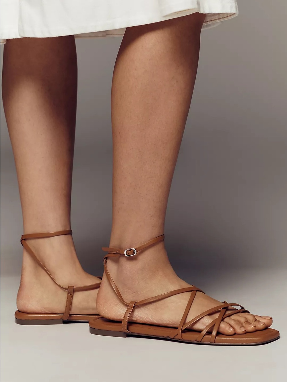Anthropologie Tan Strappy Ankle-Tie Sandals